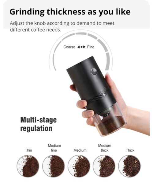 Molino de café tipo C con carga USB, núcleo de molienda de cerámica profesional, molinillo de granos de café, nuevo, portátil y eléctrico - Image 4