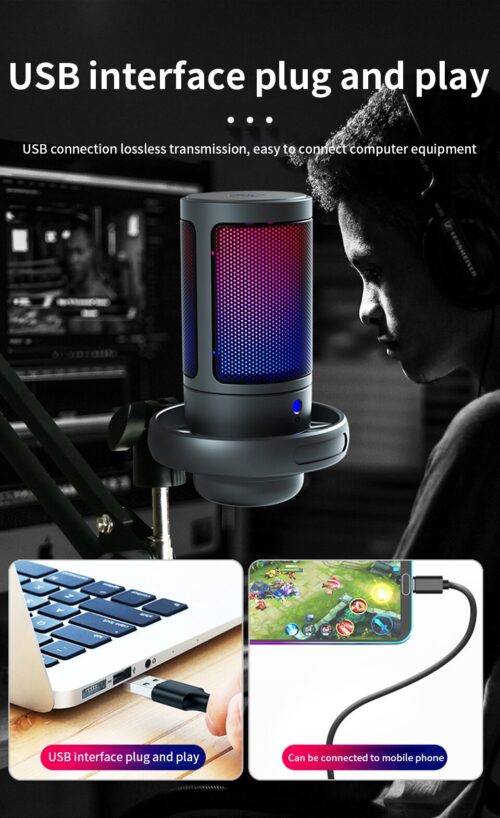 Micrófono de condensador profesional para estudio, dispositivo USB para grabación de PC, ordenador, Streaming, juegos, Karaoke, cantar, A6V, A8