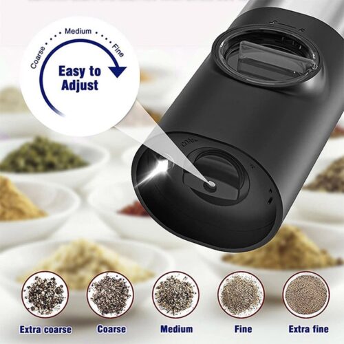 Molino doble para pimienta, especias y sal, eléctrico recargable por USB con luz LED - Image 5